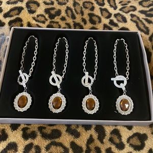 Bombay Company Set of 4 Amber Drop Bejeweled Napkin Rings
